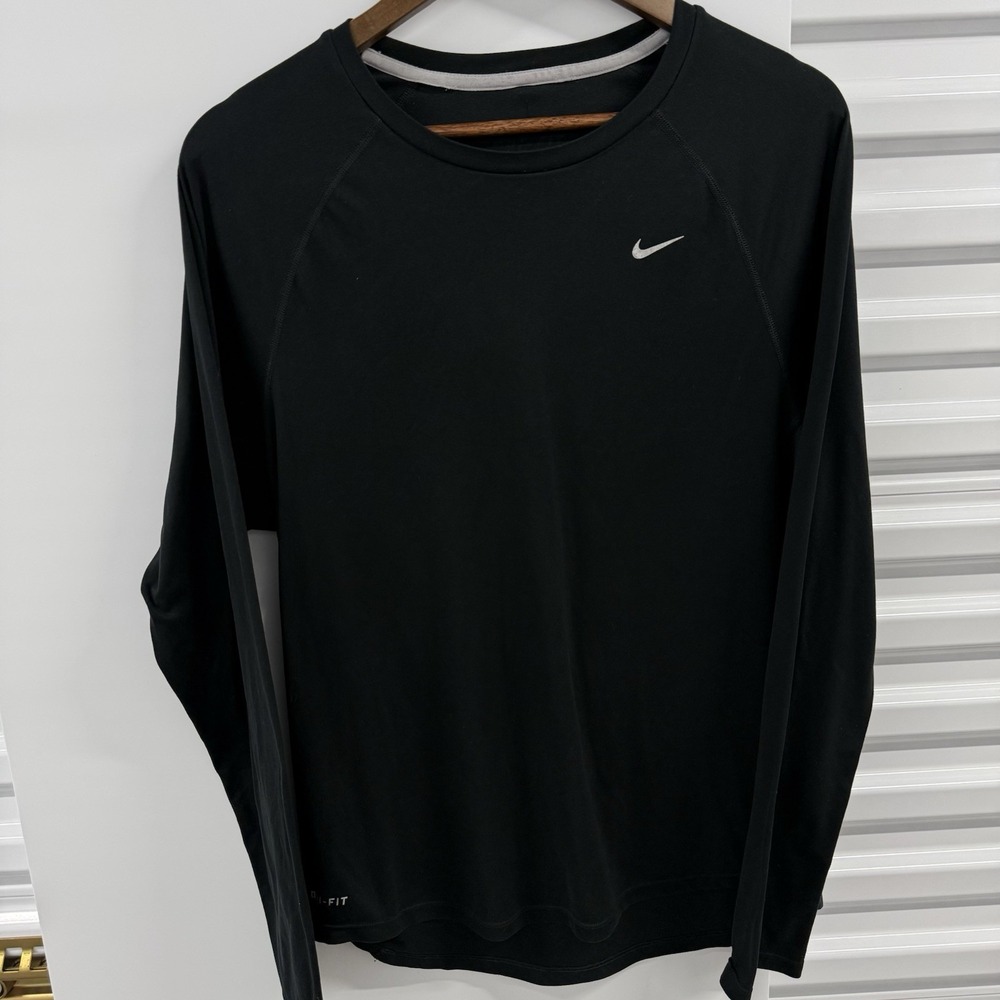 Nike Dri-FIT Women's Black Long Sleeve Running Athletic Shirt Top Size L
